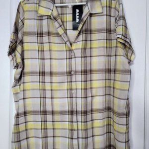 Alia plaid button up shirt womens Short sleeve